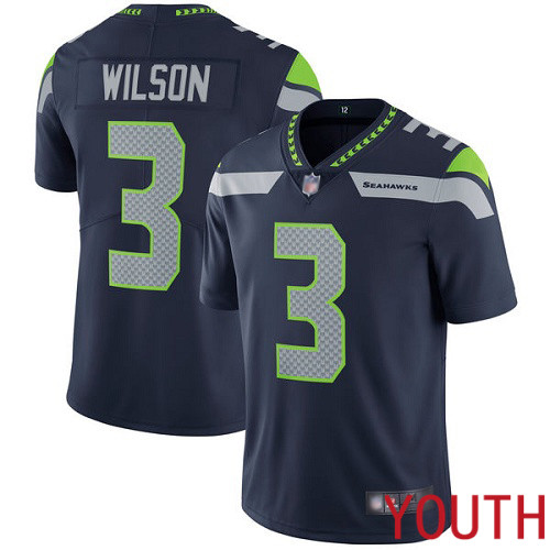 Seattle Seahawks Limited Navy Blue Youth Russell Wilson Home Jersey NFL Football #3 Vapor Untouchable->youth nfl jersey->Youth Jersey